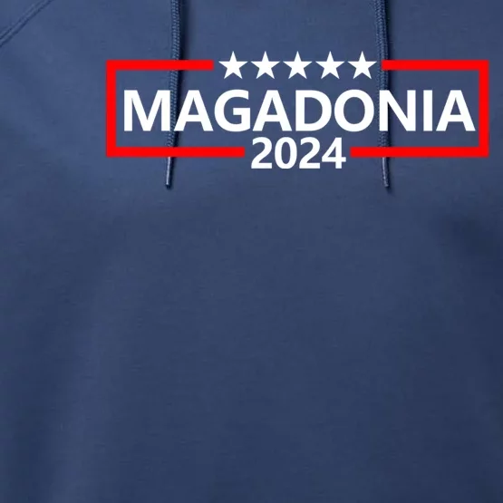 Magadonia 2024 Trump Supporter Proud Trump Voter Magadonian Performance Fleece Hoodie