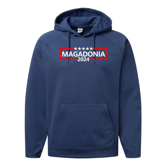 Magadonia 2024 Trump Supporter Proud Trump Voter Magadonian Performance Fleece Hoodie