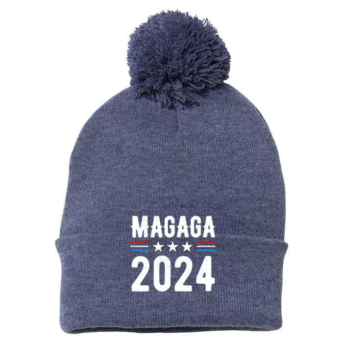 MAGAGA 2024 Trump 2024 Make America Great And Glorious Again Pom Pom 12in Knit Beanie