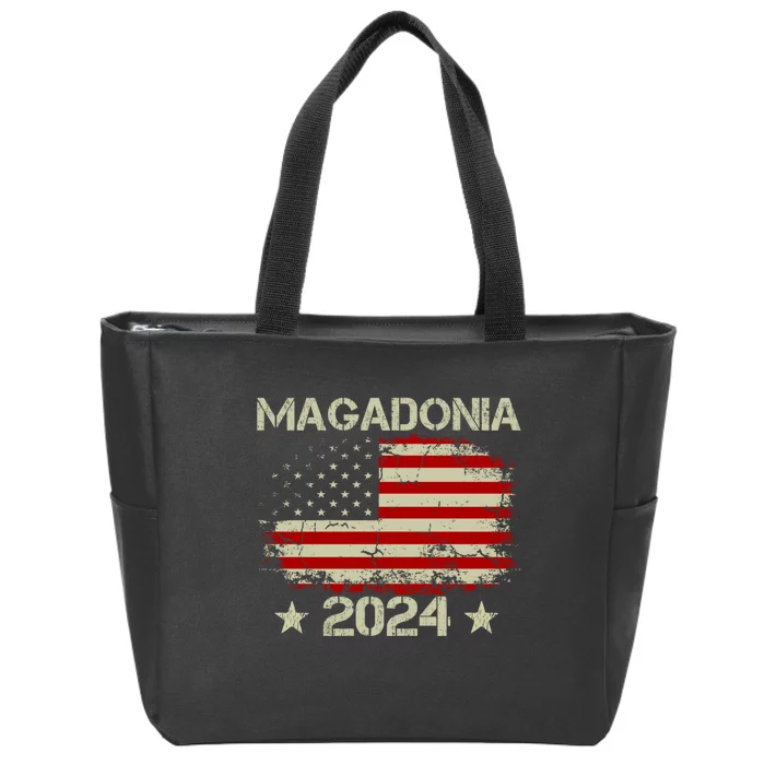 Magadonia 2024 Trump Supporter Proud Trump Voter Magadonian Zip Tote Bag