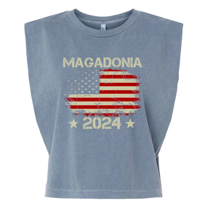 Magadonia 2024 Trump Supporter Proud Trump Voter Magadonian Garment-Dyed Women's Muscle Tee