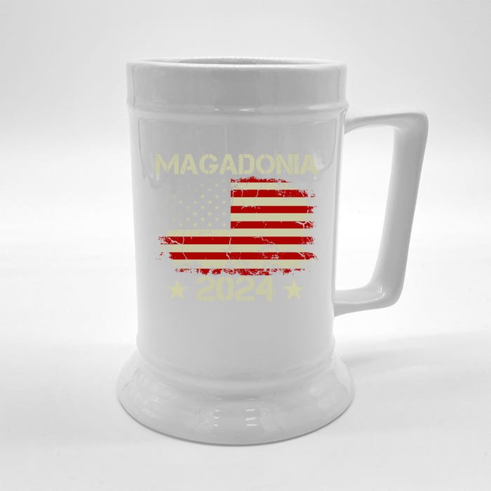 Magadonia 2024 Trump Supporter Proud Trump Voter Magadonian Front & Back Beer Stein