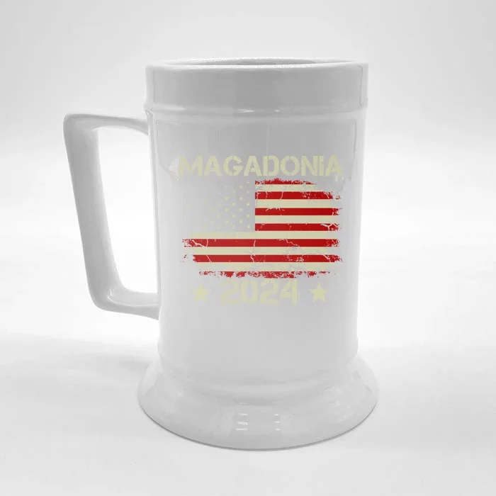 Magadonia 2024 Trump Supporter Proud Trump Voter Magadonian Front & Back Beer Stein