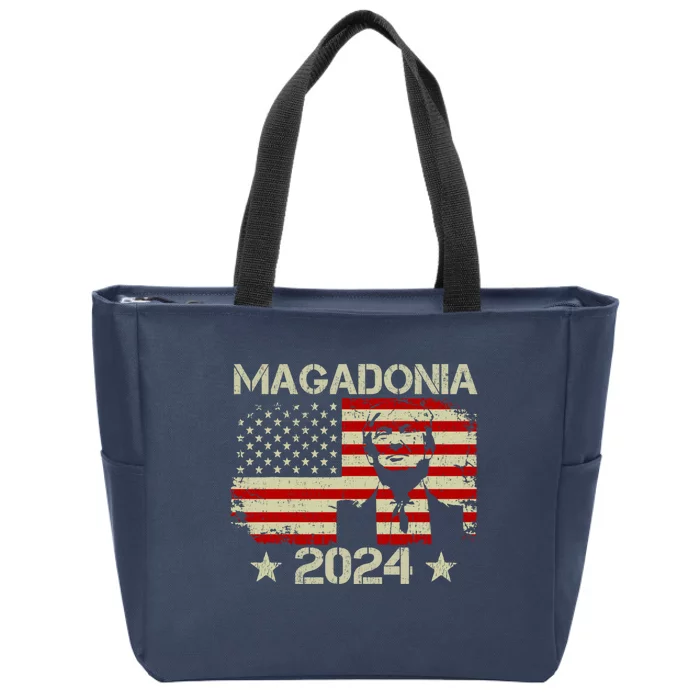 Magadonia 2024 Trump Supporter Proud Trump Voter Magadonian Zip Tote Bag