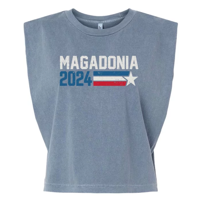 Magadonia 2024 Trump Supporter Proud Trump Voter Magadonian Garment-Dyed Women's Muscle Tee