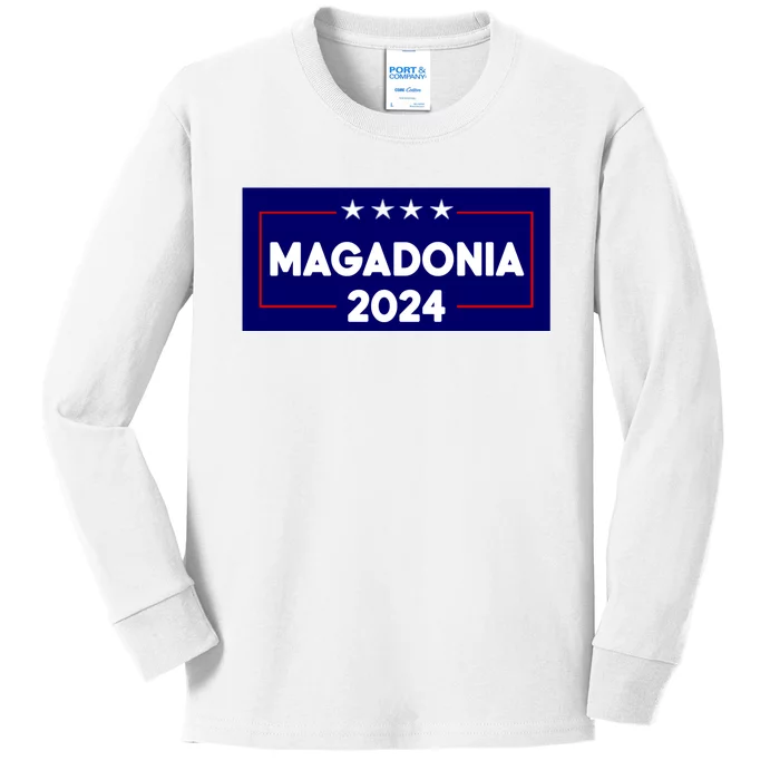 Magadonia 2024 Trump Voter Proud Trump Supporter Magadonian Kids Long Sleeve Shirt