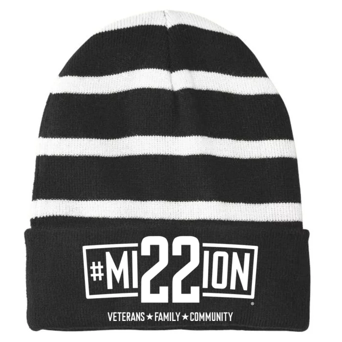 Mission 22 Veterans Family Community Striped Beanie with Solid Band