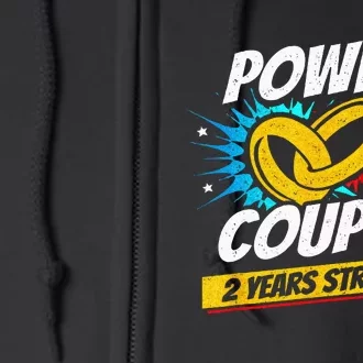 Married 2 Years Power Couple 2nd Wedding Anniversary Full Zip Hoodie