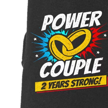 Married 2 Years Power Couple 2nd Wedding Anniversary Doggie 3-End Fleece Hoodie