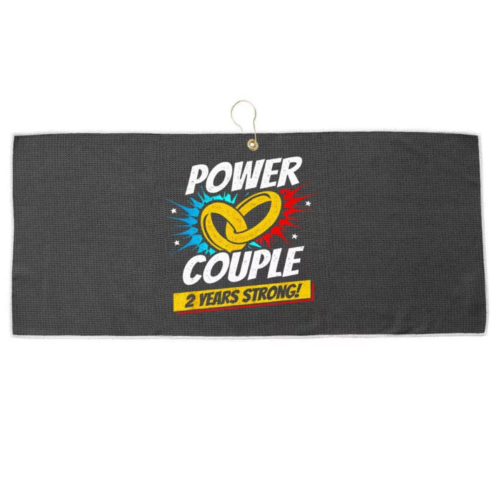 Married 2 Years Power Couple 2nd Wedding Anniversary Large Microfiber Waffle Golf Towel