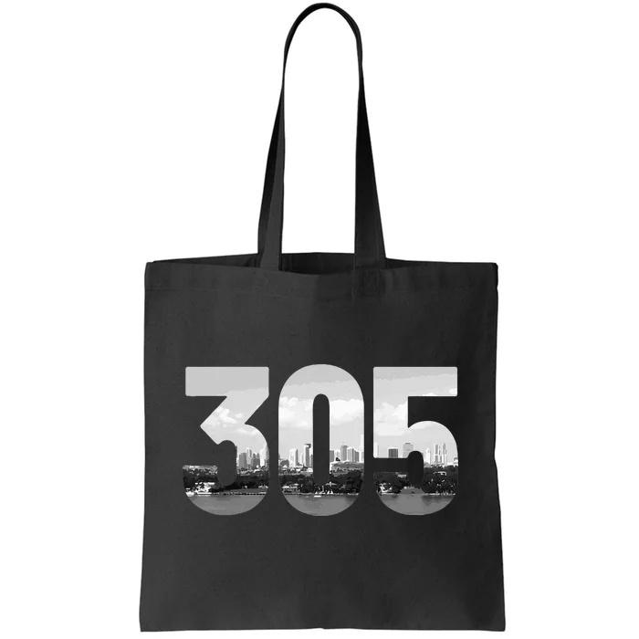 Miami 305 Area Code Skyline Florida Vintage Tote Bag