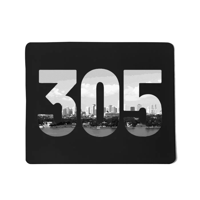 Miami 305 Area Code Skyline Florida Vintage Mousepad