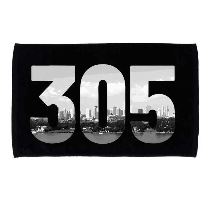 Miami 305 Area Code Skyline Florida Vintage Microfiber Hand Towel