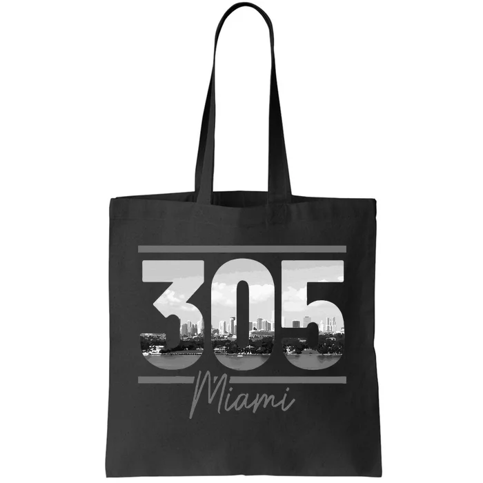 Miami 305 Area Code Skyline Florida Vintage Tote Bag