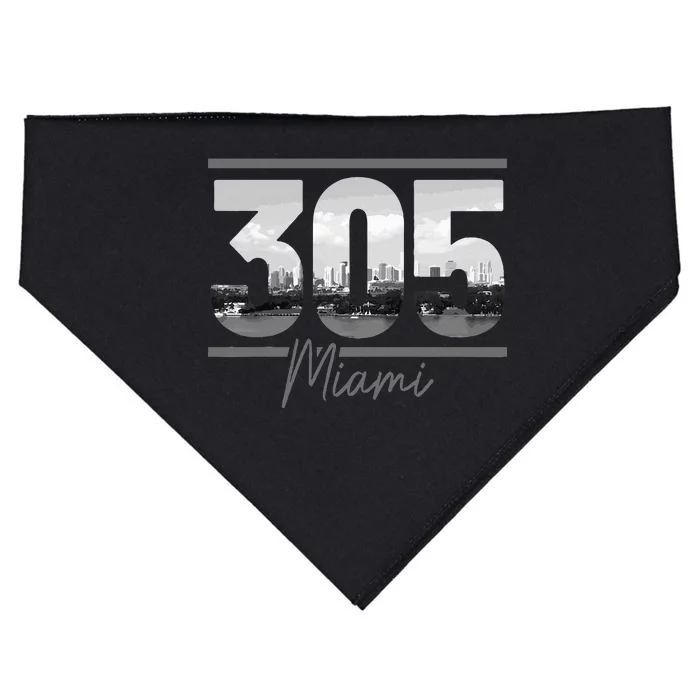 Miami 305 Area Code Skyline Florida Vintage USA-Made Doggie Bandana