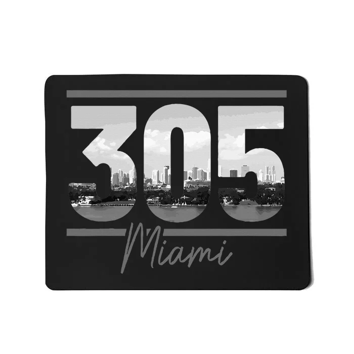 Miami 305 Area Code Skyline Florida Vintage Mousepad