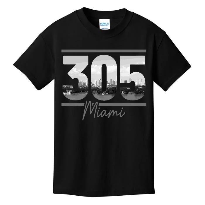 Miami 305 Area Code Skyline Florida Vintage Kids T-Shirt