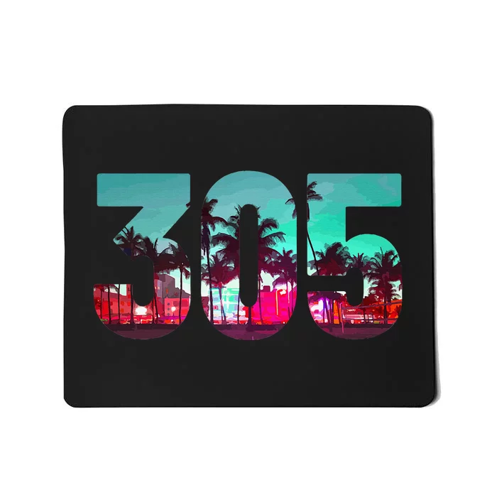 Miami 305 Area Code Florida Vintage Palm Trees Pride Retro Mousepad