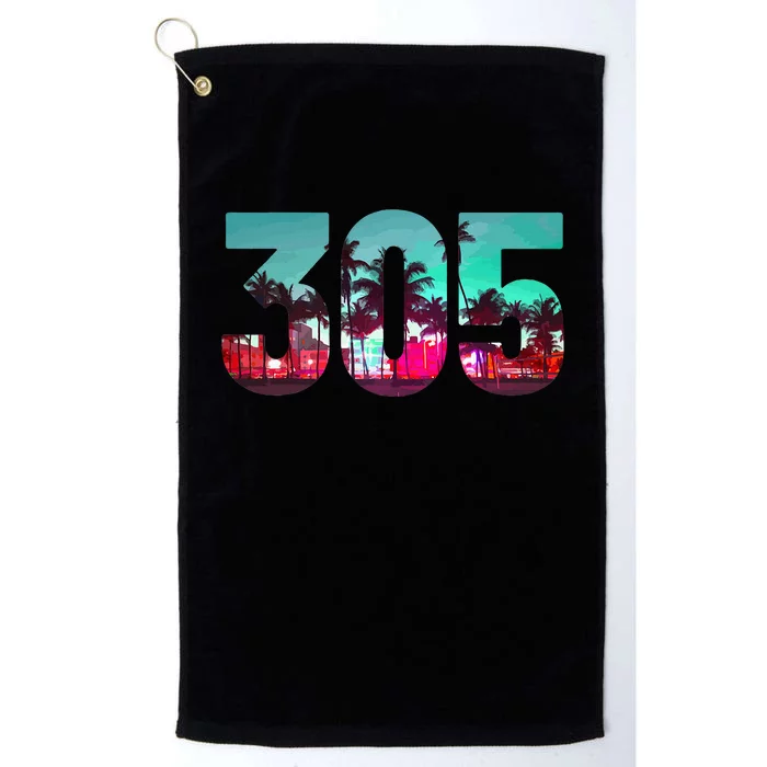 Miami 305 Area Code Florida Vintage Palm Trees Pride Retro Platinum Collection Golf Towel