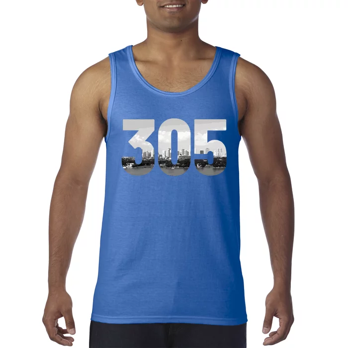 Miami 305 Area Code Skyline Florida Vintage Tank Top