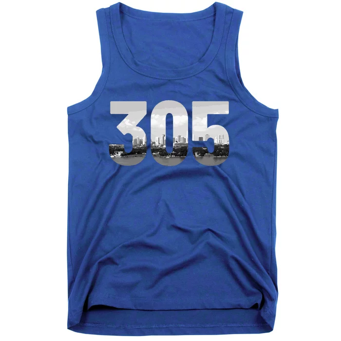 Miami 305 Area Code Skyline Florida Vintage Tank Top