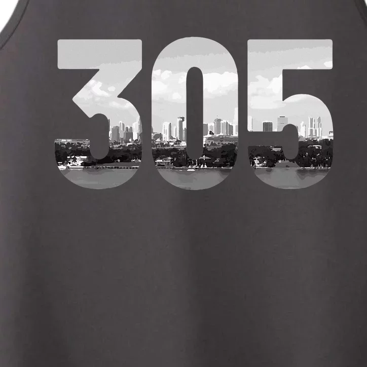 Miami 305 Area Code Skyline Florida Vintage Performance Tank