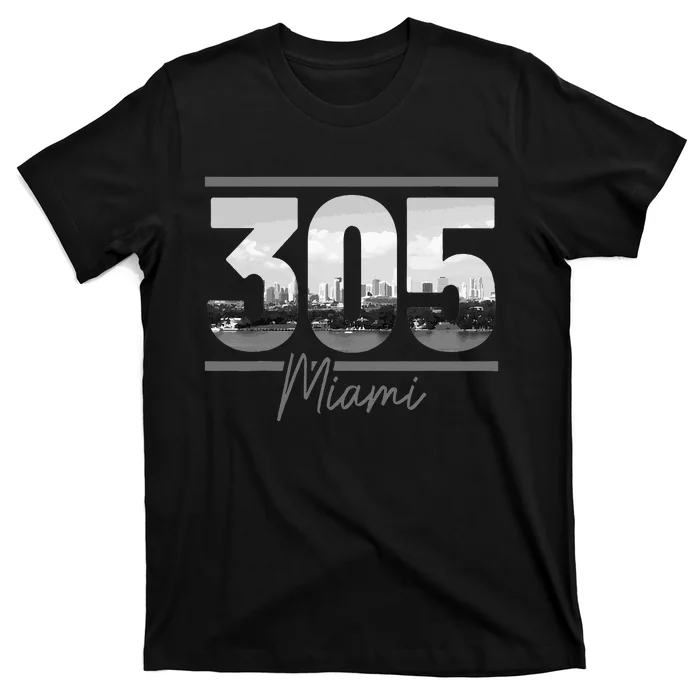 Miami 305 Area Code Skyline Florida Vintage T-Shirt