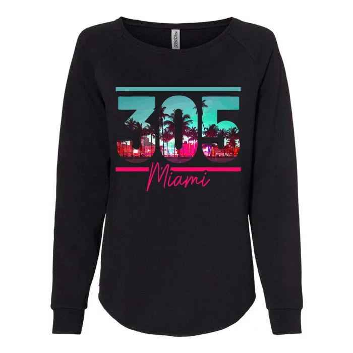 Miami 305 Area Code Florida Vintage Palm Trees Pride Retro Womens California Wash Sweatshirt