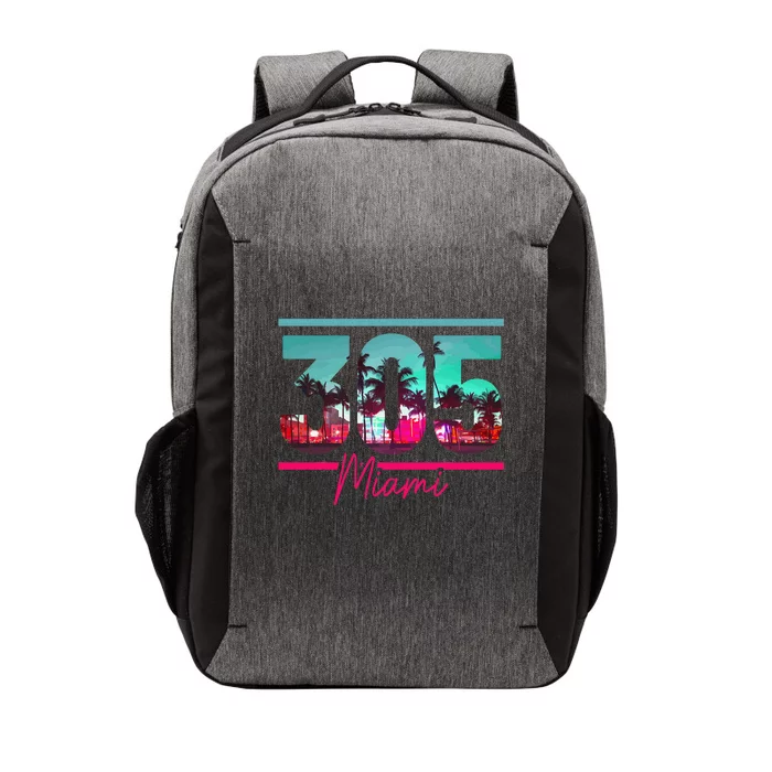 Miami 305 Area Code Florida Vintage Palm Trees Pride Retro Vector Backpack