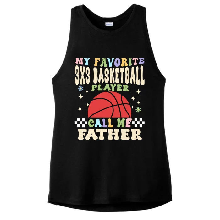 My 3x3 Basketball Player Calls Me Father Great Gift Ladies Tri-Blend Wicking Tank