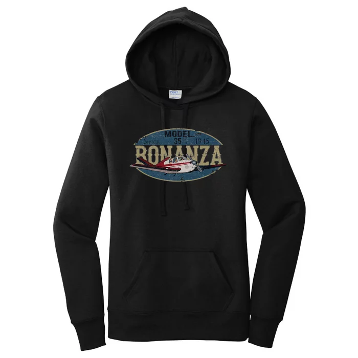 Model 35 Bonanza Since 1945 Retro Vintage Airplane Pilot Women's Pullover Hoodie