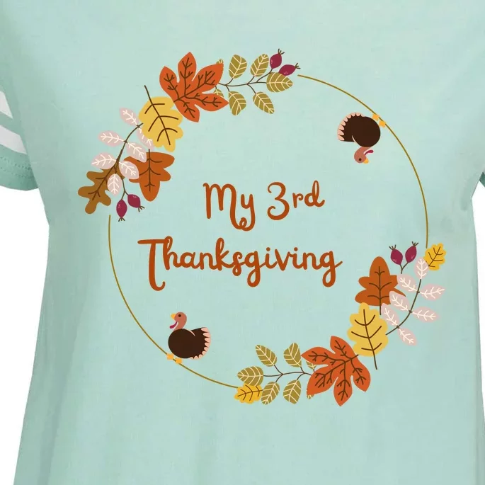 My 3rd Thanksgiving. Thanksgiving Onepiece . Baby Thanksgiving . Turkey Day . Th Enza Ladies Jersey Football T-Shirt