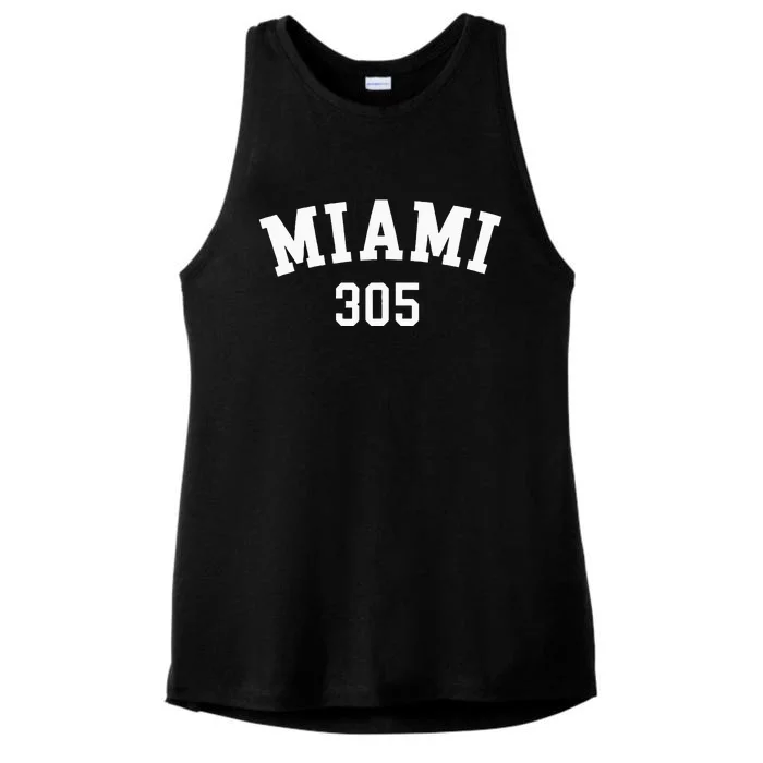 Miami 305 USA American College Font Ladies Tri-Blend Wicking Tank