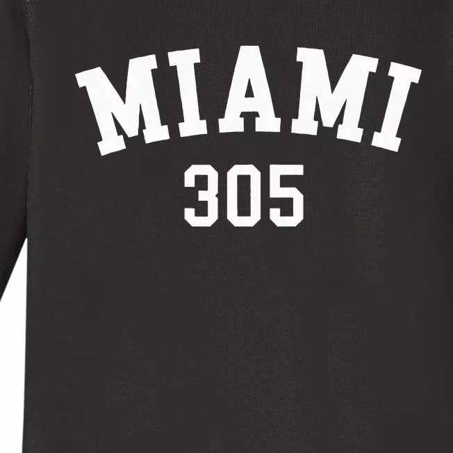 Miami 305 USA American College Font Baby Long Sleeve Bodysuit