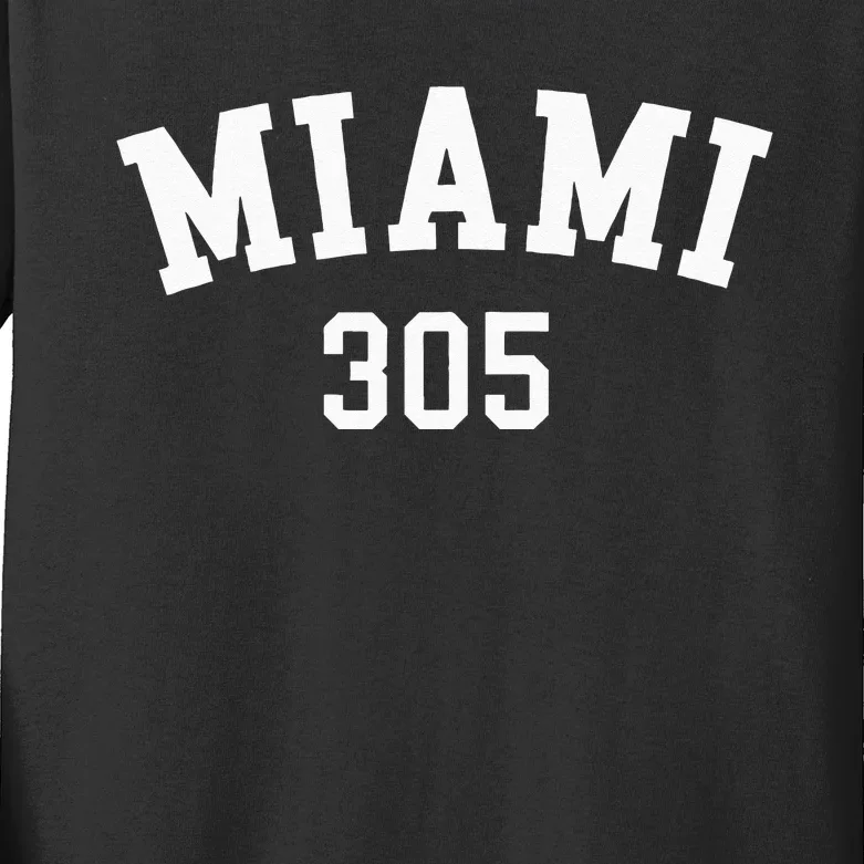 Miami 305 USA American College Font Kids Long Sleeve Shirt