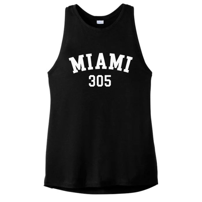 Miami 305 Usa American College Font Ladies Tri-Blend Wicking Tank