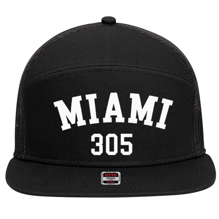 Miami 305 Usa American College Font 7 Panel Mesh Trucker Snapback Hat