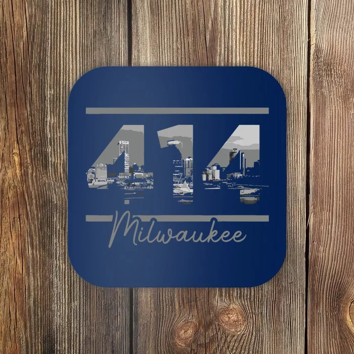 Milwaukee 414 Area Code Skyline Wisconsin Vintage Coaster