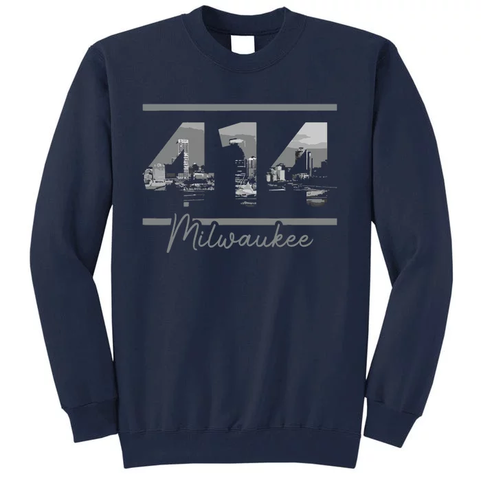 Milwaukee 414 Area Code Skyline Wisconsin Vintage Tall Sweatshirt