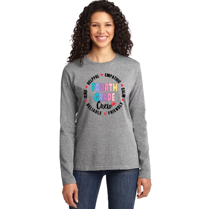 Matching 4Th Fourth Grade Crew Teacher Squad Back To School Gift Ladies Long Sleeve Shirt