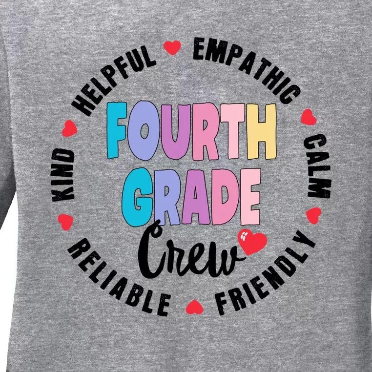 Matching 4Th Fourth Grade Crew Teacher Squad Back To School Gift Ladies Long Sleeve Shirt