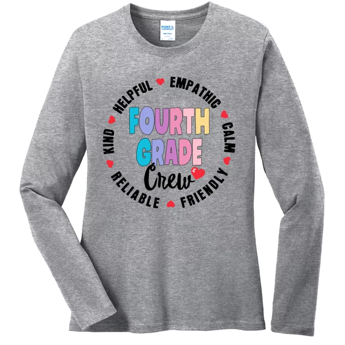 Matching 4Th Fourth Grade Crew Teacher Squad Back To School Gift Ladies Long Sleeve Shirt