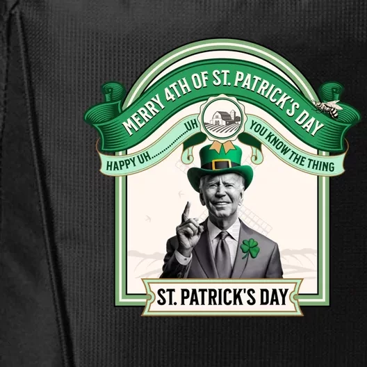 Merry 4th Of St PatrickS Day Joe Biden Leprechaun Hat Gift City Backpack