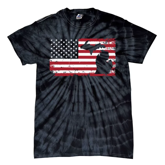 Michigan 4th Of July American Flag Usa America Patriotic Tie-Dye T-Shirt