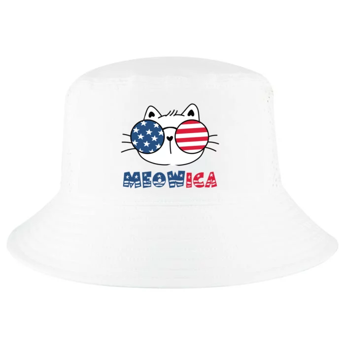 Meowica Cat 4th Of July Memorial Day Gift Cool Comfort Performance Bucket Hat