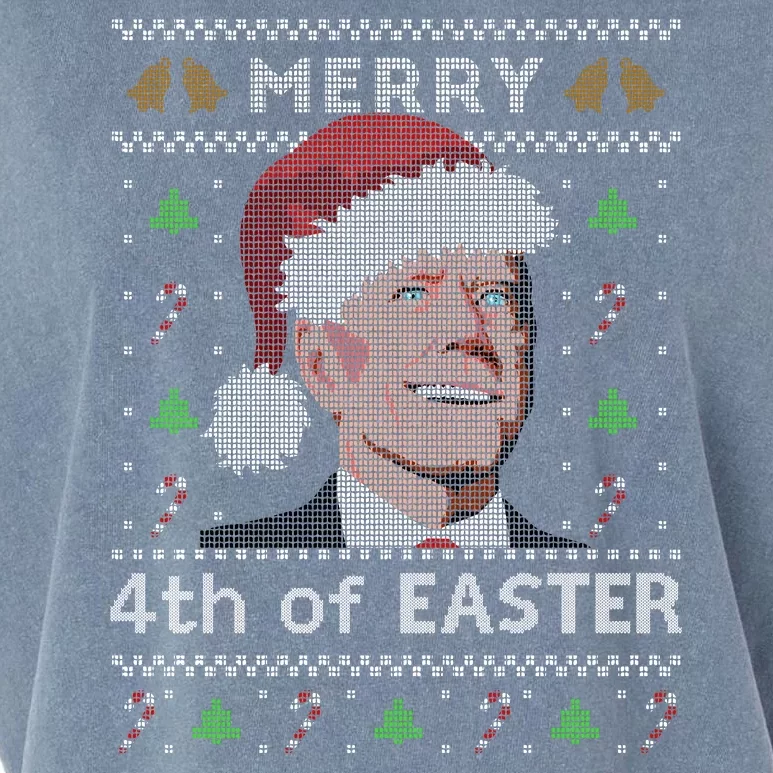 Merry 4th Of Easter Funny Biden Confusion Ugly Christmas Garment-Dyed Women's Muscle Tee