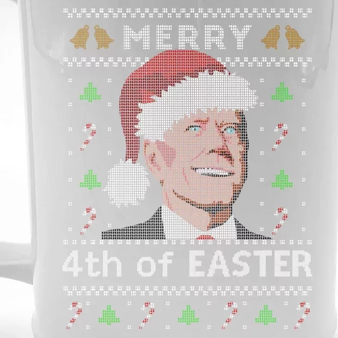 Merry 4th Of Easter Funny Biden Confusion Ugly Christmas Front & Back Beer Stein