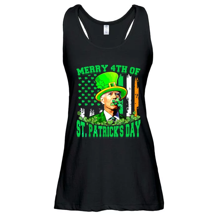 Merry 4th Of St Patricks Day Joe Biden Funny Ladies Essential Flowy Tank