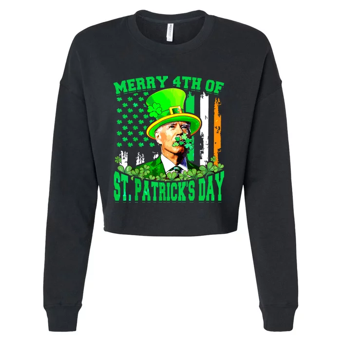 Merry 4th Of St Patricks Day Joe Biden Funny Cropped Pullover Crew