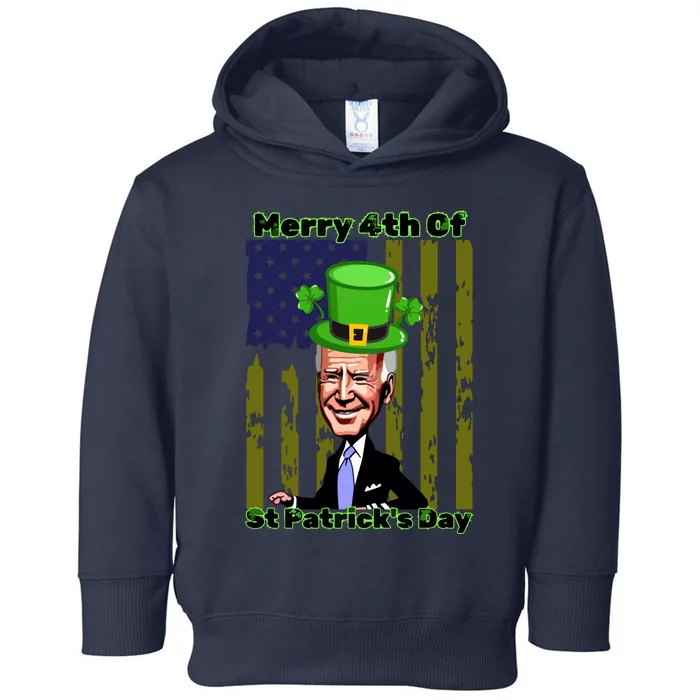 Merry 4th Of St Patricks Day Joe Biden Leprechaun Hat Toddler Hoodie